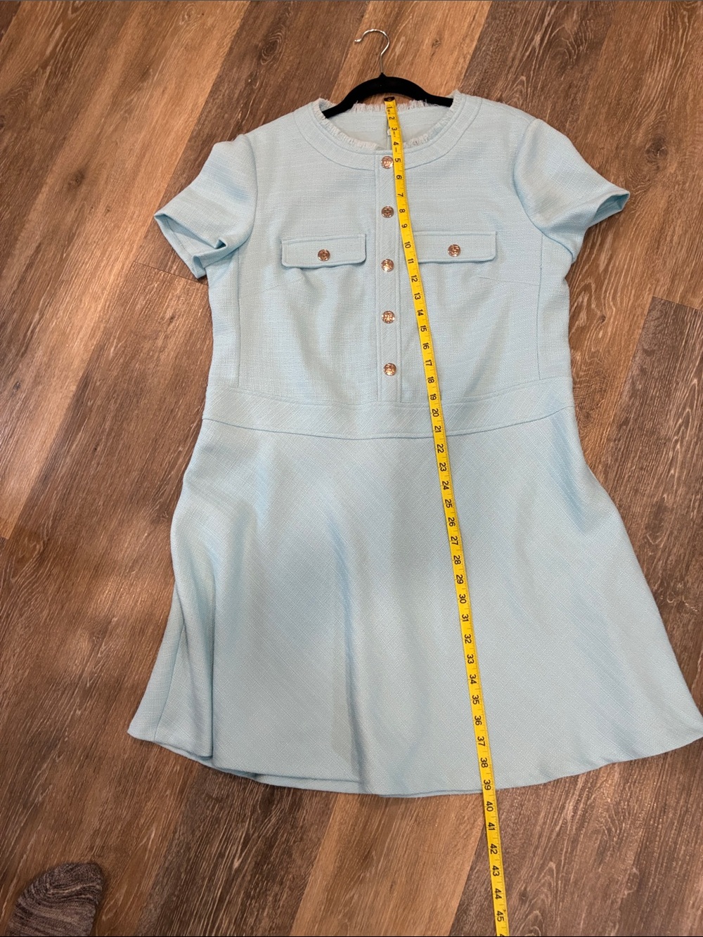 Tommy Hilfiger Powder Blue Short-Sleeve Button Midi Dress - Picture 7 of 8
